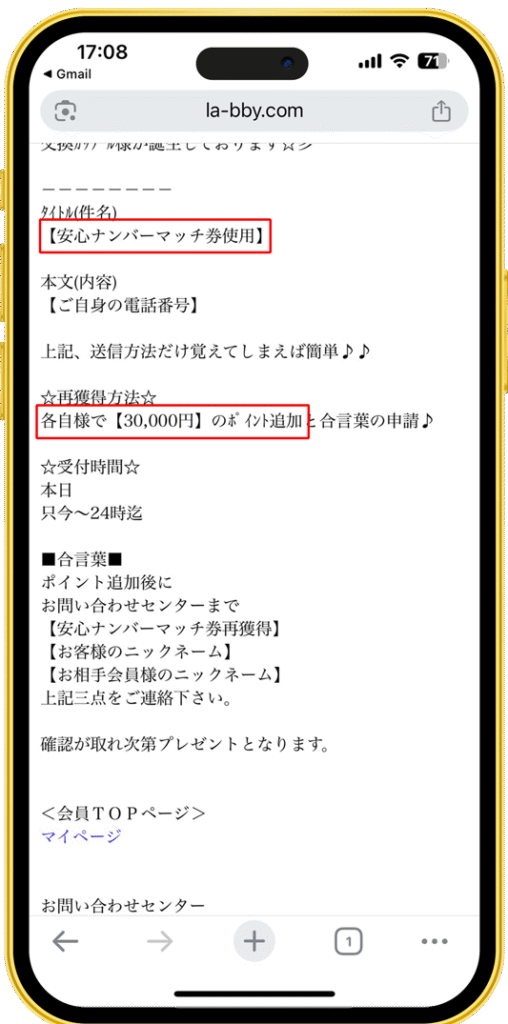 ラビー 安心ナンバーマッチ券